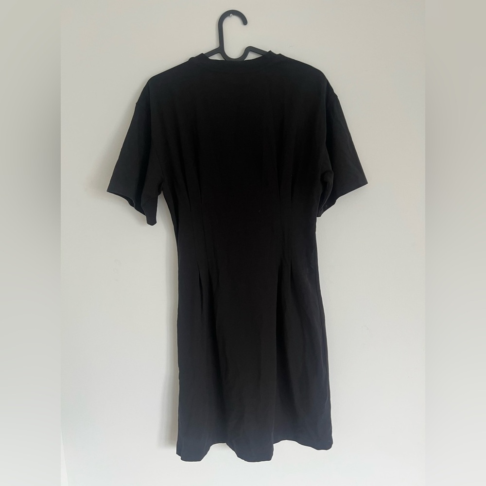 Theory Black Short Sleeve Pleated T-Shirt Dress Size Small